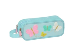 Estuche doble reciclado azul con mariposas de Moos