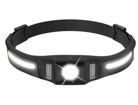 Brillo de la linterna frontal 650 lúmenes con luz roja, sensor inteligente - 10 modos Linterna frontal COB USB-C, linterna frontal de haz ancho de ...