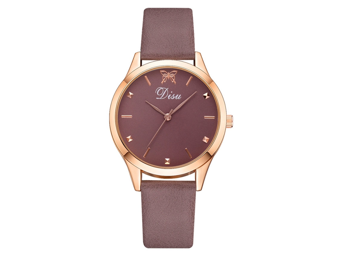 Reloj De Pulsera De Cuarzo Sencillo Para Mujer Con Correa De Piel Sintética Beige.