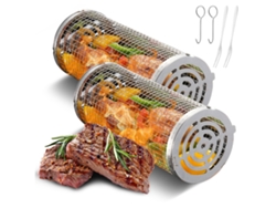 Cestas Rodantes De Acero Inoxidable 304 De 8 Piezas Para Barbacoa Al Aire Libre Con Accesorios