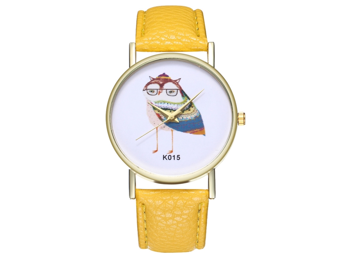 Reloj De Pulsera De Cuarzo Para Parejas Con Estampado Animal, Esfera Redonda, Regalo, Decoración, Amarillo.