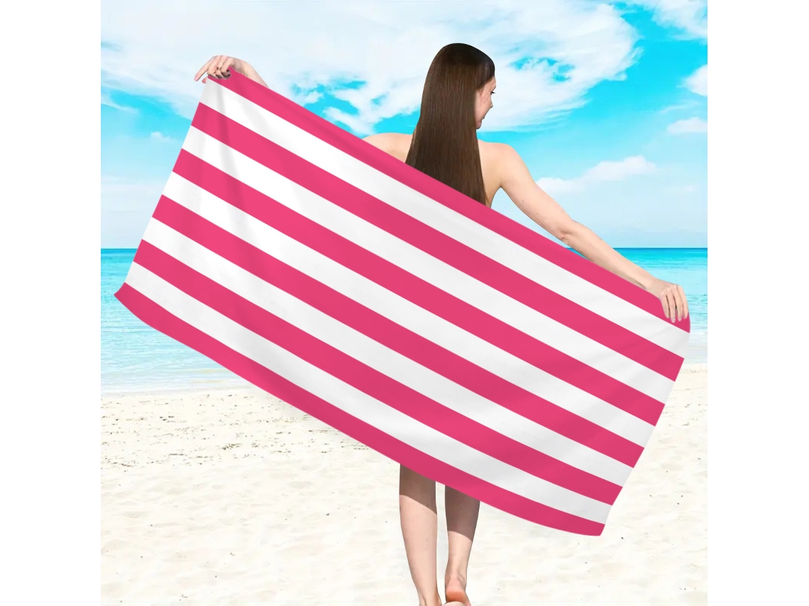 Toalla de playa de microfibra a rayas Yuysan, de alta absorción y secado rápido, 150 x 75 cm, modelo St1454, color rojo rosado.