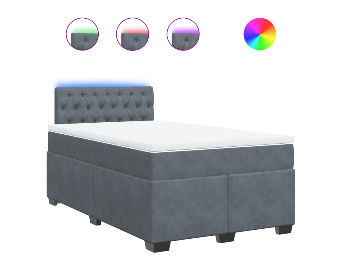 Maison Exclusive - Cama Box Spring Con Colchón Terciopelo Gris Oscuro 120x200 Cm