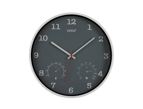 Reloj de Pared VERSA Plástico Gris (4,3x35,5x35,5cm)
