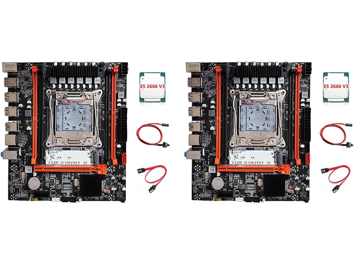 2x Placa Base X99h Cpu E5 2666 V3 Kit De Cables De Conmutación Sata Lga2011 - Ranura Ddr3x4
