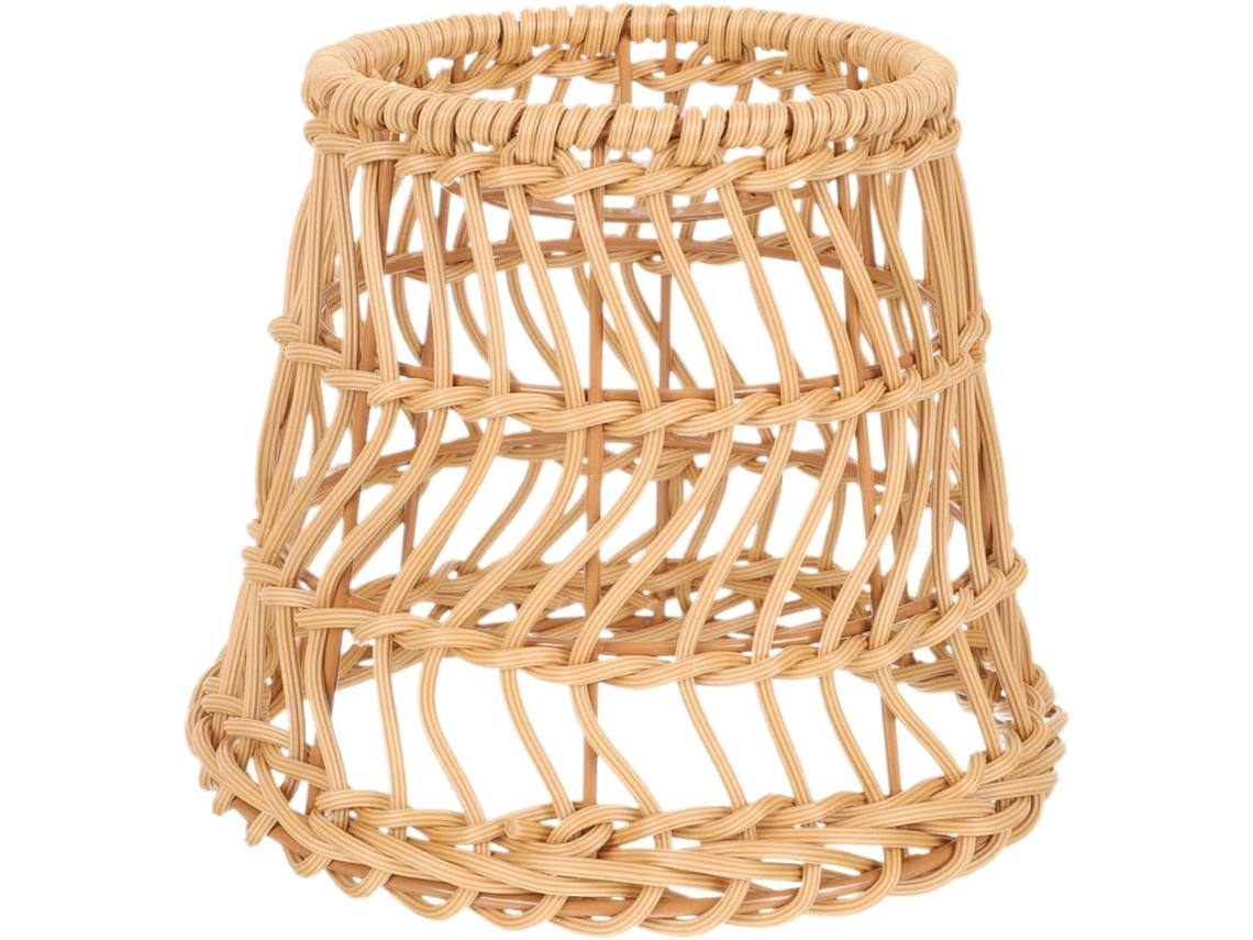 Lámpara De Araña Rústica De Ratán, Tocados Decorativos De Mimbre Y Macramé, Pantalla De Lámpara Tejida A Mano De Imitación.