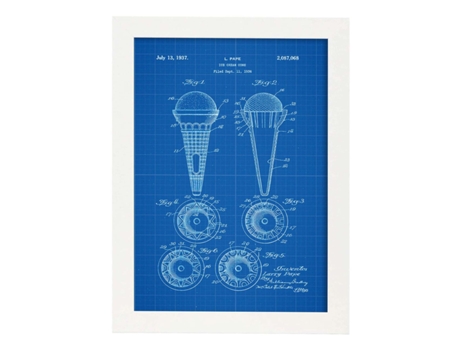 Póster NACNIC con Patente de Cono de Helado. con Diseño de Patente Antigua