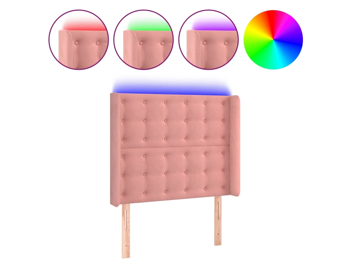 Cabecero de terciopelo rosa con luces LED MAISON EXCLUSIVE (103x16x118 cm)