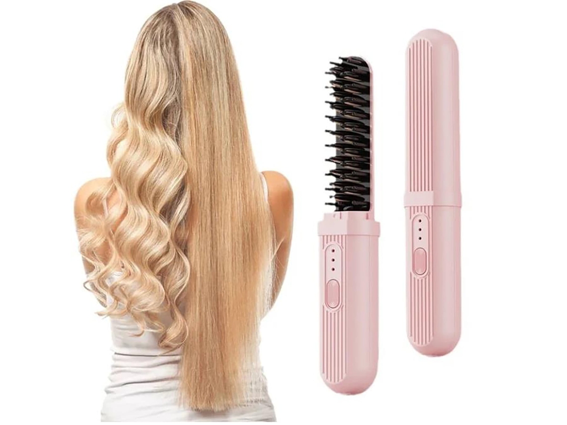 Cepillo de pelo portátil Nicecee con calefacción, 3 temperaturas ajustables, calentamiento rápido y cuidado capilar sin daños.
