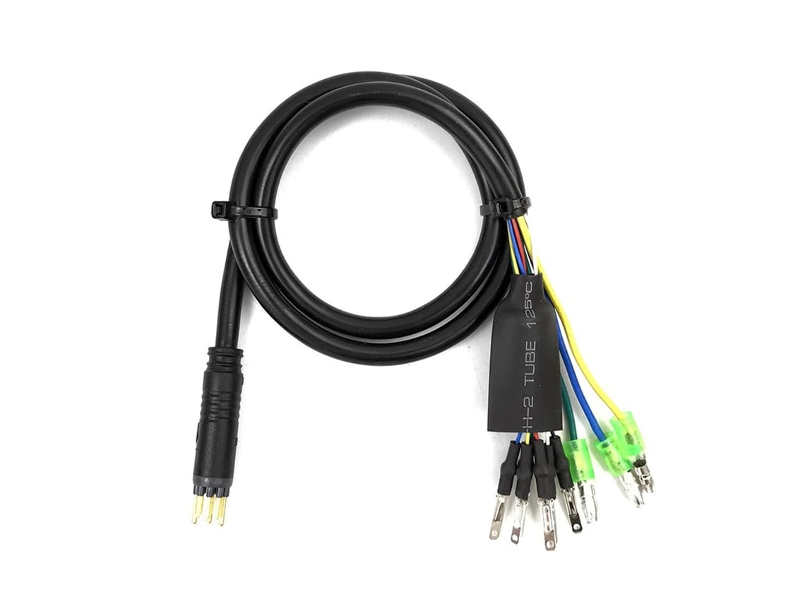 Adaptador de motor para conversão de bicicleta em bicicleta elétrica com conector macho, sensor Hall de 6 pinos e fase E de 3 pinos.