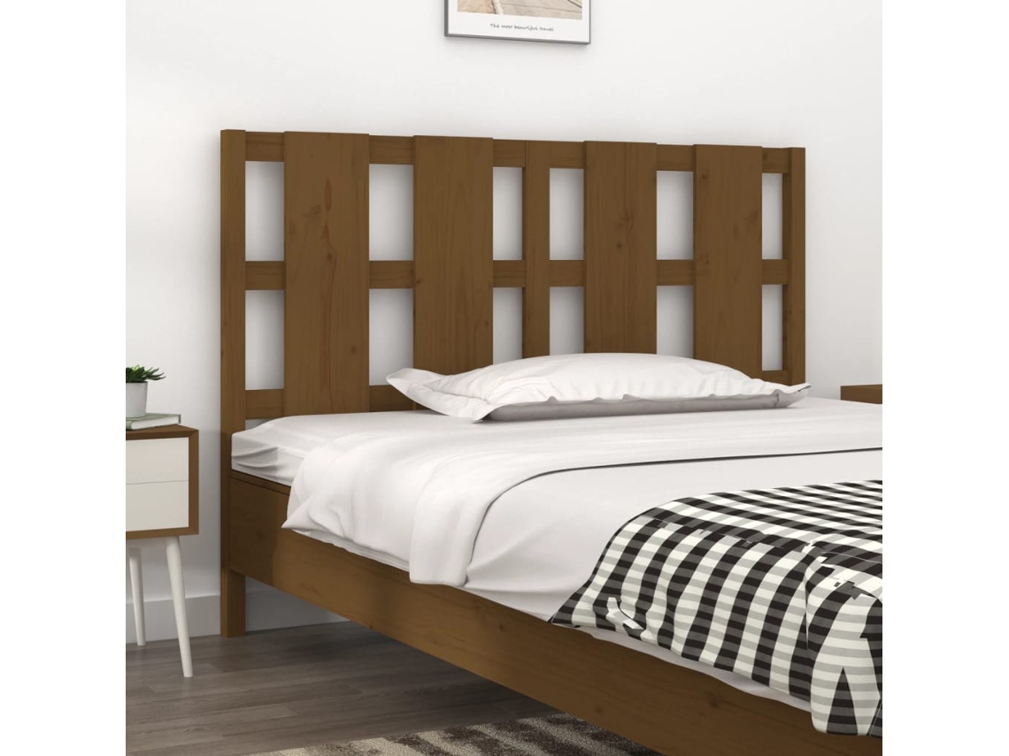 Cabecero De Cama Madera Maciza Pino Marrón Miel 140,5x4x100 Cm