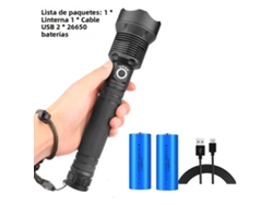 Linterna LED recargable con zoom ajustable, resistente al agua y tres modos de funcionamiento. MDUG