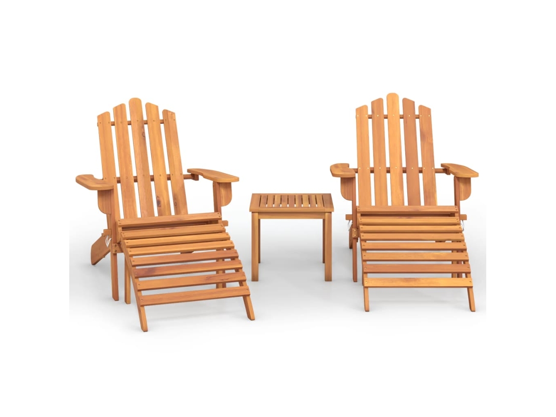 Conjunto 3 de muebles de jardín Adirondack VIDAXL madera acacia