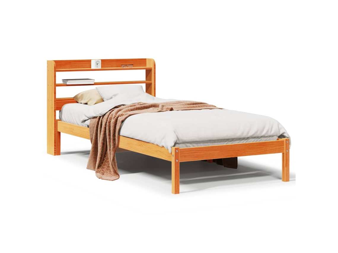 Maison Exclusive - Estructura Cama Con Cabecero Madera Pino Marrón Cera 100x200 Cm