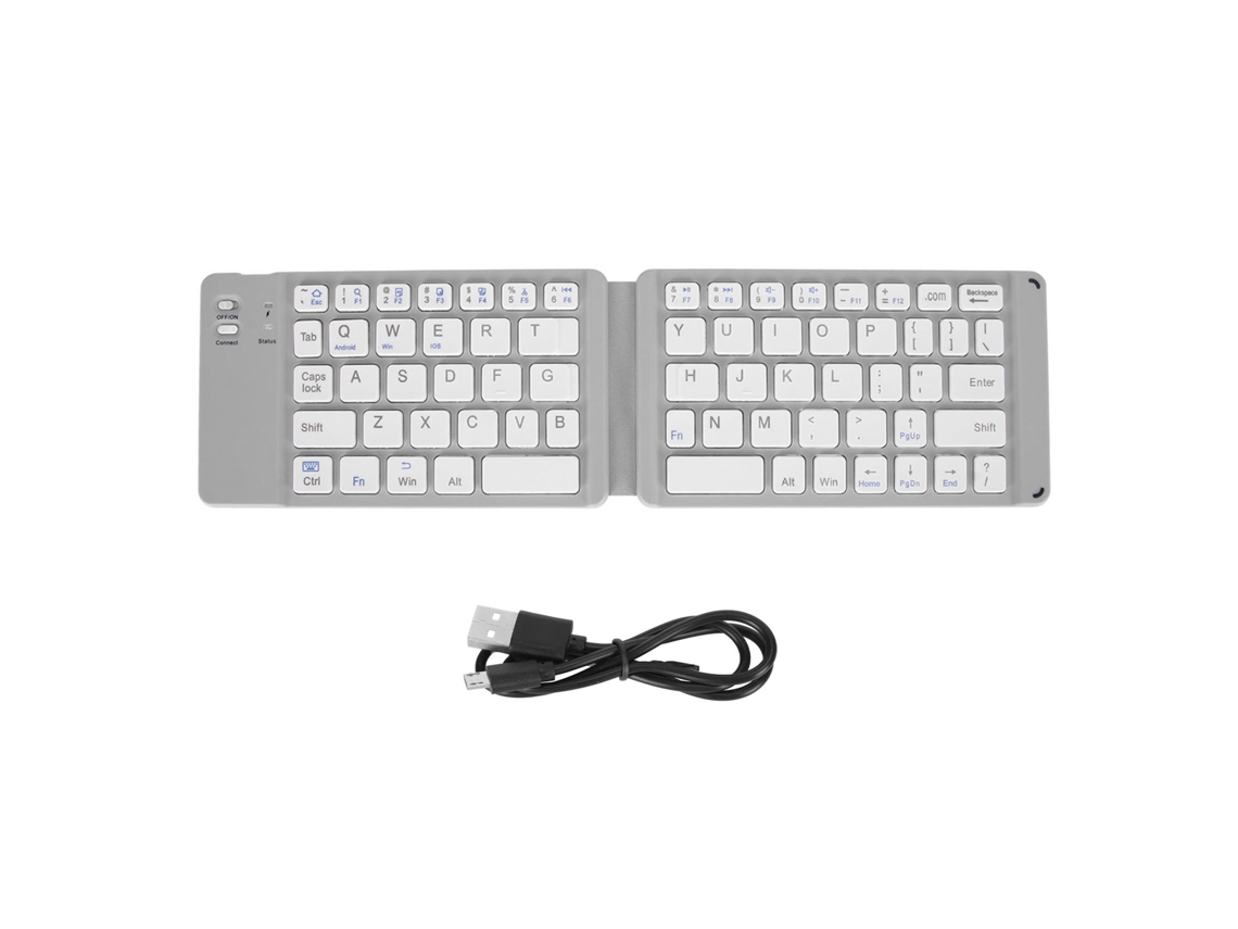 Teclado Bluetooth Plegable Y Delgado Portátil Para Tabletas, Portátiles Y Teléfonos Móviles Con Windows 7/8 (gris Y Blanco)