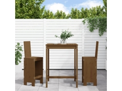 Conjunto de bar de jardín de 3 piezas, madera maciza de pino, marrón miel, DKD Home Decor