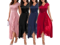 2026-vestidos De Noche Elegantes Para Boda, Fiesta, Prom Y Bridesmaid Con Encaje, Cuello V Y Detalles Asimétricos