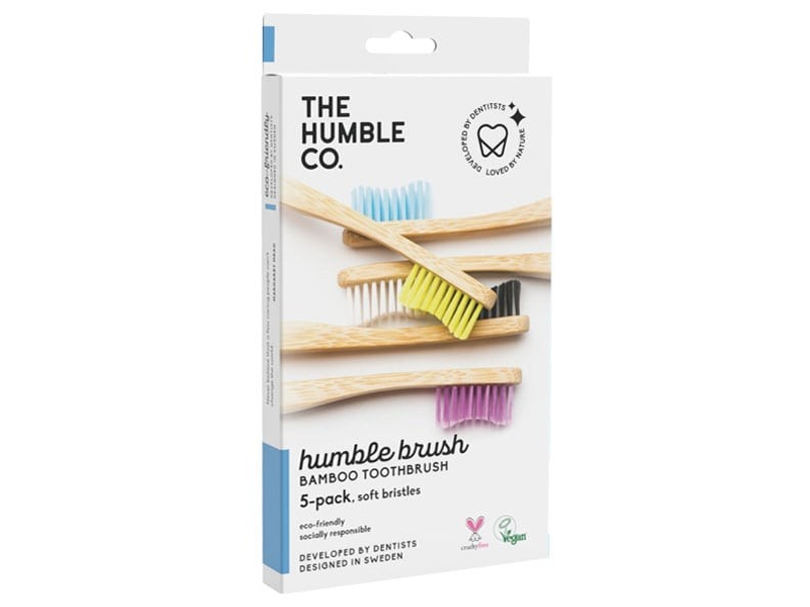 Pack X5 Cepillos de Dientes de Bambú para Adultos / Suave Mango Plano THE HUMBLE CO.