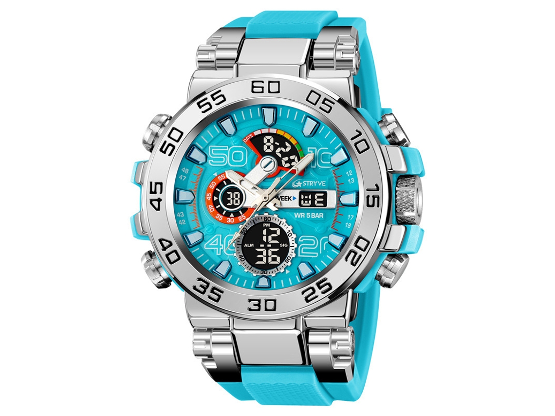 Reloj Deportivo Electrónico Cronógrafo Luminoso E Impermeable (azul Lago), Caja Metálica, Multifuncional, Ideal Para Estudiantes.