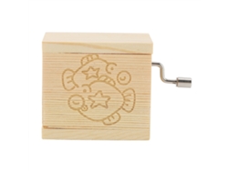 Pequeña caja de música de madera con diseño de peces y constelaciones - Regalo