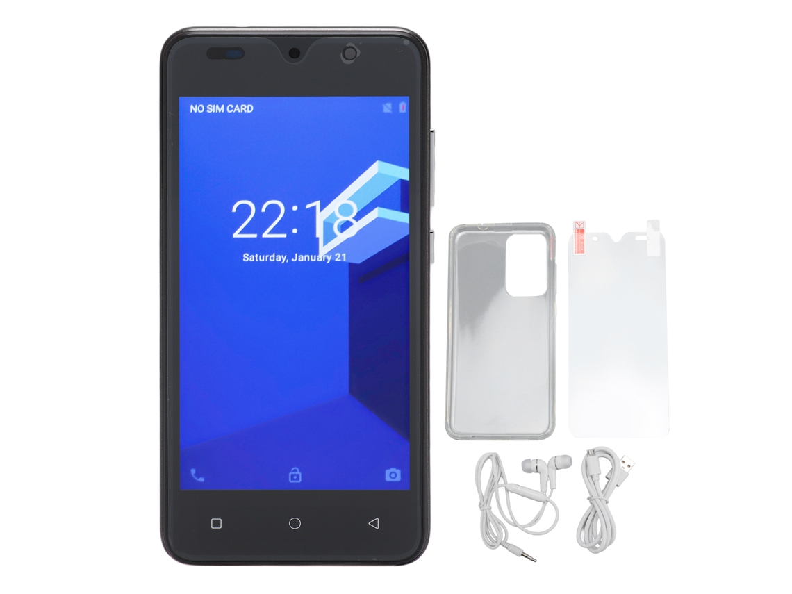 Smartphone 2026, 5 pulgadas, Android 12, 4 GB de RAM, 32 GB de ROM, reconocimiento facial, cámara de 8 MP, pantalla HD, negro.