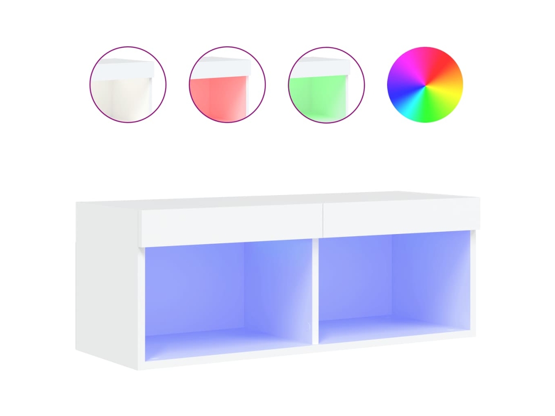 Mueble TV con luces LED 80x30x30 cm Blanco MAISON EXCLUSIVE