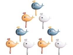 9 Ganchos Organizadores De Pared Con Forma De Ballena Y Pegatinas Para Colgar.