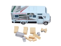 Autocaravana De Juguete Para Niños Con Luces Y Sonidos, Puertas Que Se Abren, Modelo De Simulación, Color Azul Claro.