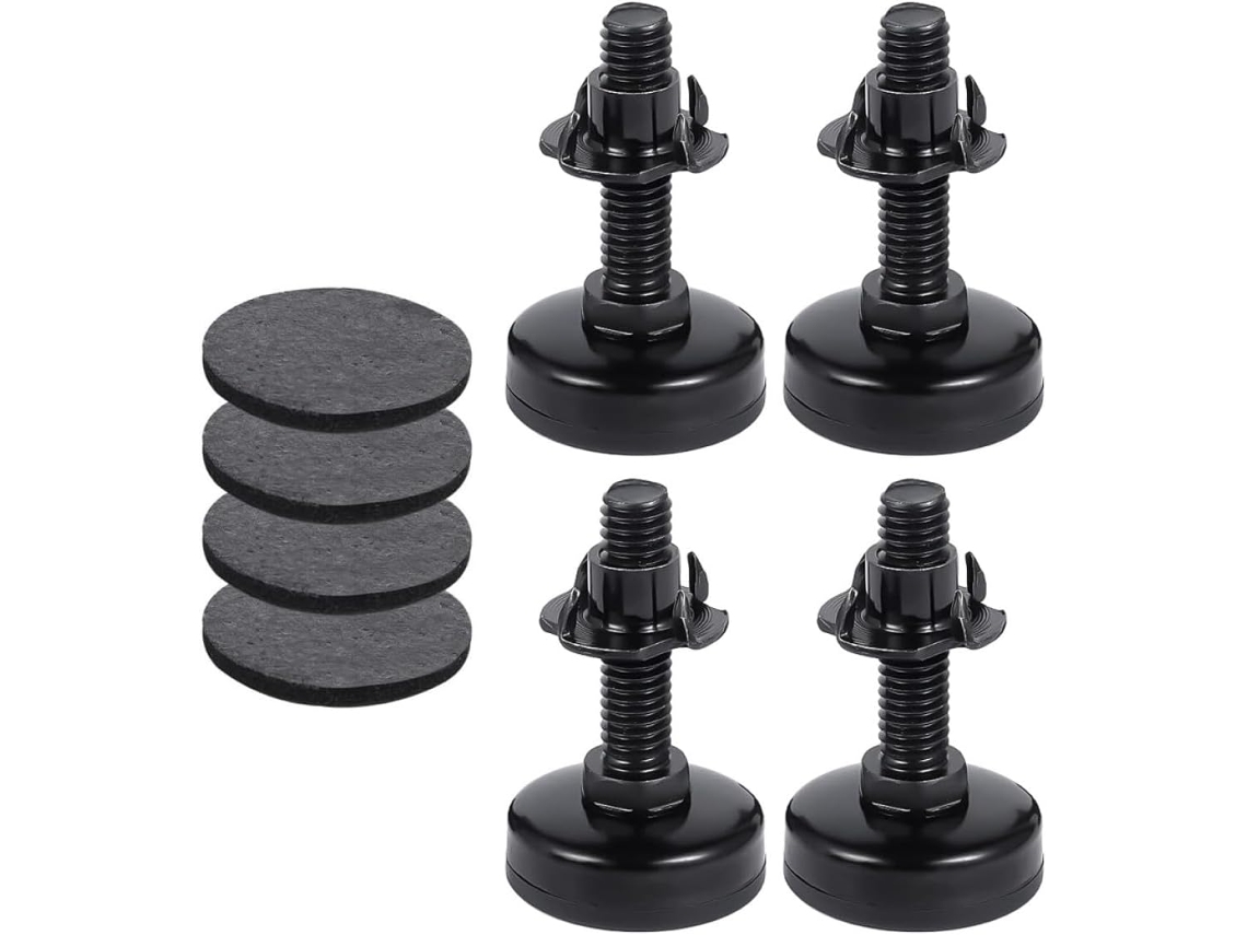 Juego De 4 Patas Ajustables Para Muebles Con Tuercas En T De 3/8-16, Acero Al Carbono.