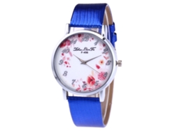 Reloj De Pulsera De Cuarzo Para Mujer Con Esfera Redonda Azul.