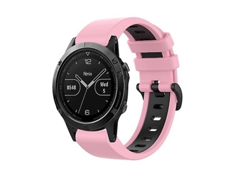 Correa para Garmin Fenix 5 22 mm Correa de reloj deportiva de silicona bicolor rosa-negro VENISYMLIS