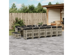 Juego de comedor de jardín de 17 piezas con cojines de mimbre gris claro DKD Home Decor