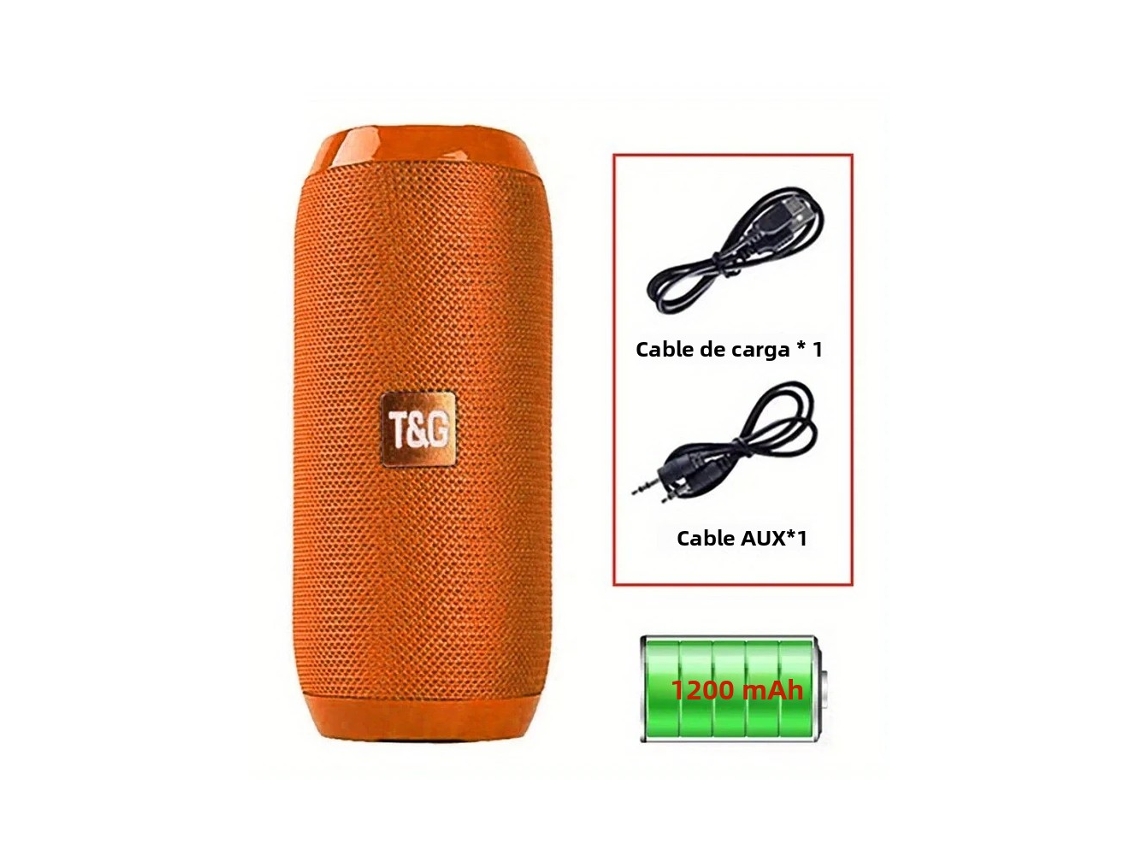 Altavoz Bluetooth portátil TG117 para exteriores con subwoofer inalámbrico, compatible con llamadas manos libres Mdug (naranja)