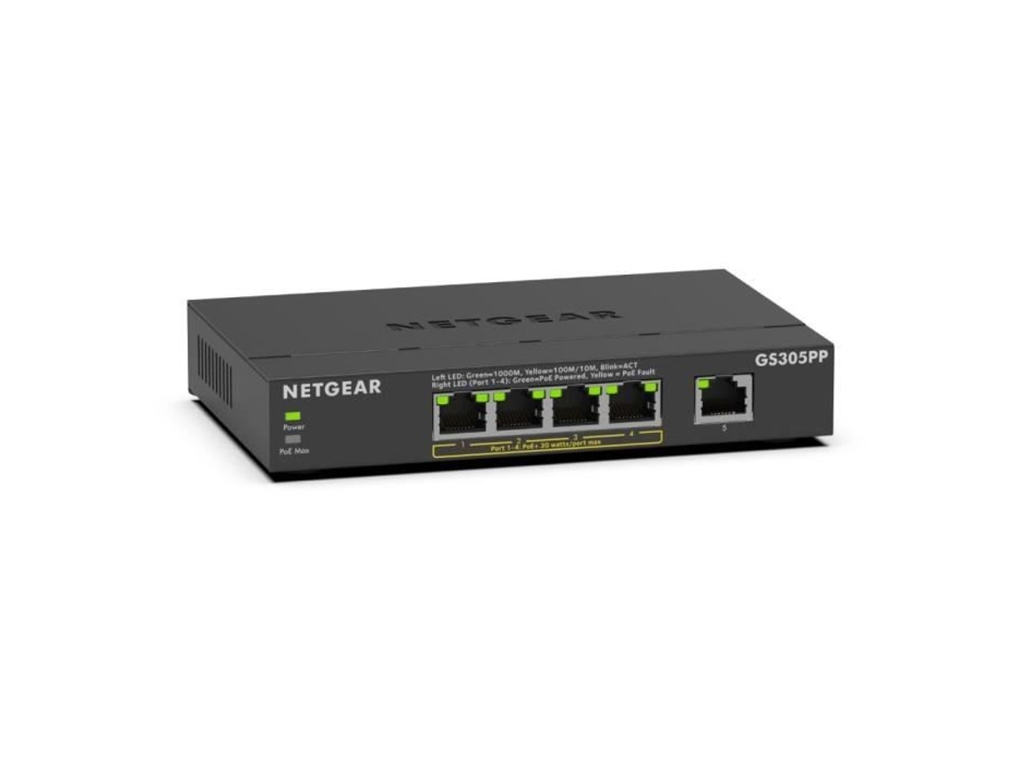 NETGEAR Gs305Pp Conmutador Ethernet Gigabit Poe/Poe+ De 5 Puertos