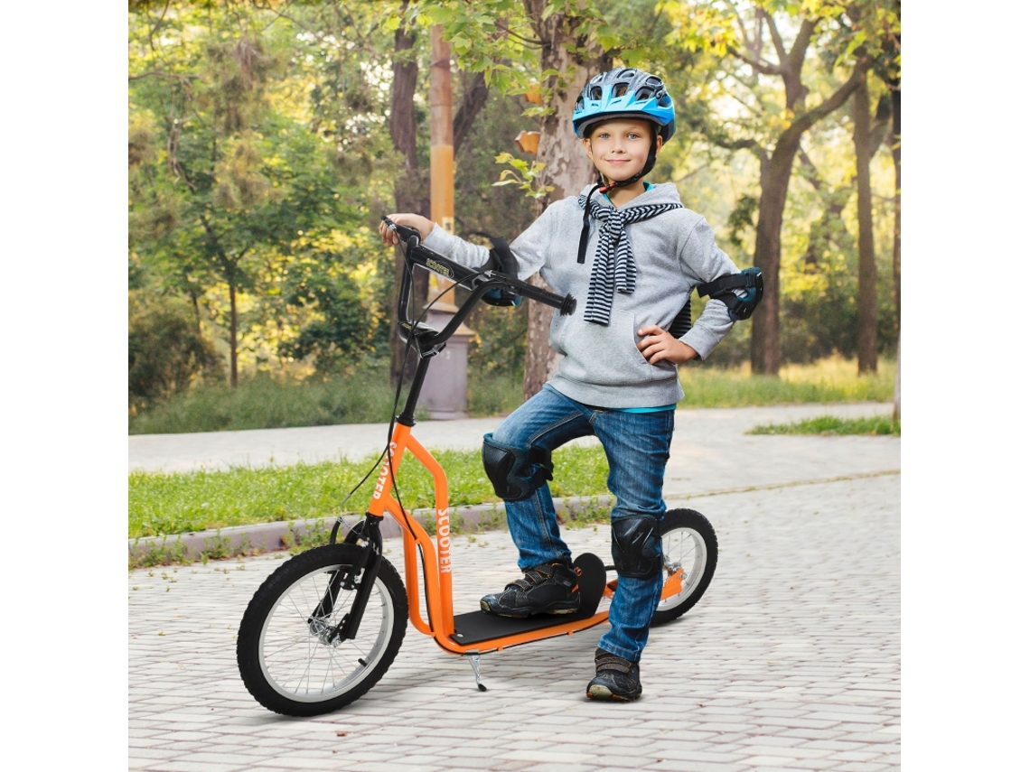 Patinete Impulso Con Ruedas De 16/12 Pulgadas, Para Mayores De 5 Años, Color Naranja.