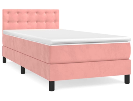 Cama con somier VIDAXL (Rosa - Terciopelo - 193 x 90 x 88 cm)