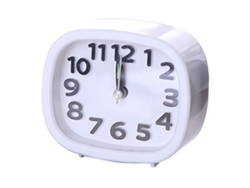Mini reloj despertador de escritorio sencillo, silencioso, cuadrado blanco, ideal para mesita de noche o para decorar la oficina.