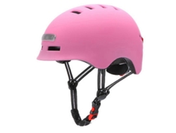 Casco de bicicleta con luz de advertencia, carga USB, transpirable y protector. MDUG (rosa, 58-60 cm)