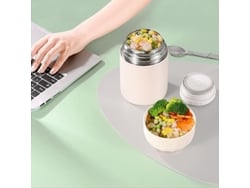 Recipiente térmico para alimentos Rebe-thermos Linjou, acero inoxidable 304, para alimentos fríos y calientes, 500 ml, blanco.