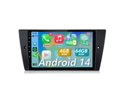 Para BMW Serie 3 E90 E91 E92 318i 320d, radio para coche con CarPlay, Android 14, navegación GPS, 4G+64G, procesador de 8 núcleos y control de volante.