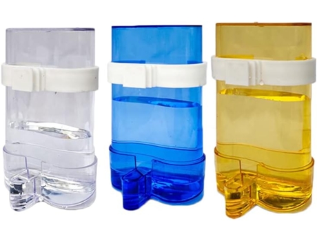 Comedero de agua de 3 piezas para pájaros, comederos automáticos de bebedero para pájaros, bebedero automático con abrazadera de jaula, para comede...