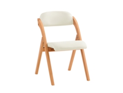 Silla Plegable de Madera con Asiento y Respaldo Tapizado SOBUY FST92-W Blanco 47 x 60 x 77 cm