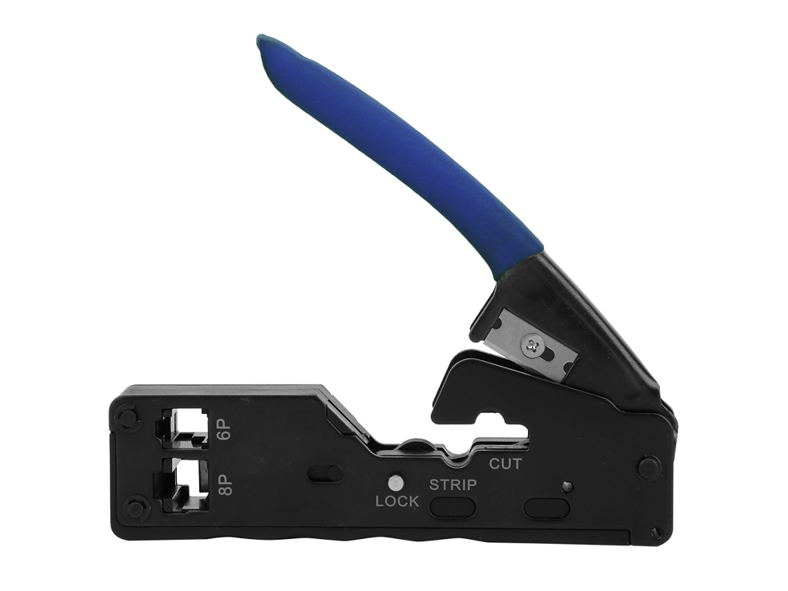 Herramienta Multifuncional Para Crimpar Cables De Red 6p8p Con Pelacables Y Cortador - Azul