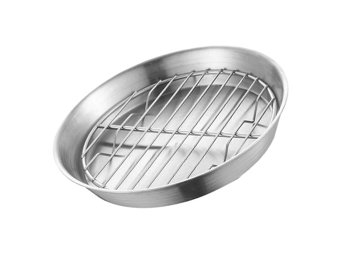 Bandeja de horno de acero inoxidable con parrilla y placa separadora de aceite/agua para horno y barbacoa.