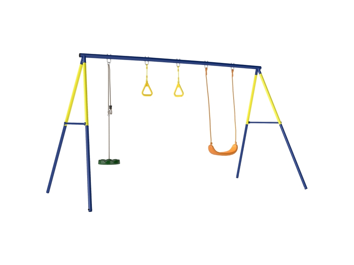 Columpio infantil 3 en 1 con anillas de hasta 150 kg, multicolor, VELTRIX