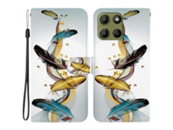 Funda De Cuero Con Tapa Y Patrón Estampado Para Motorola Moto G15 4g, Anticaídas, Con Cordón