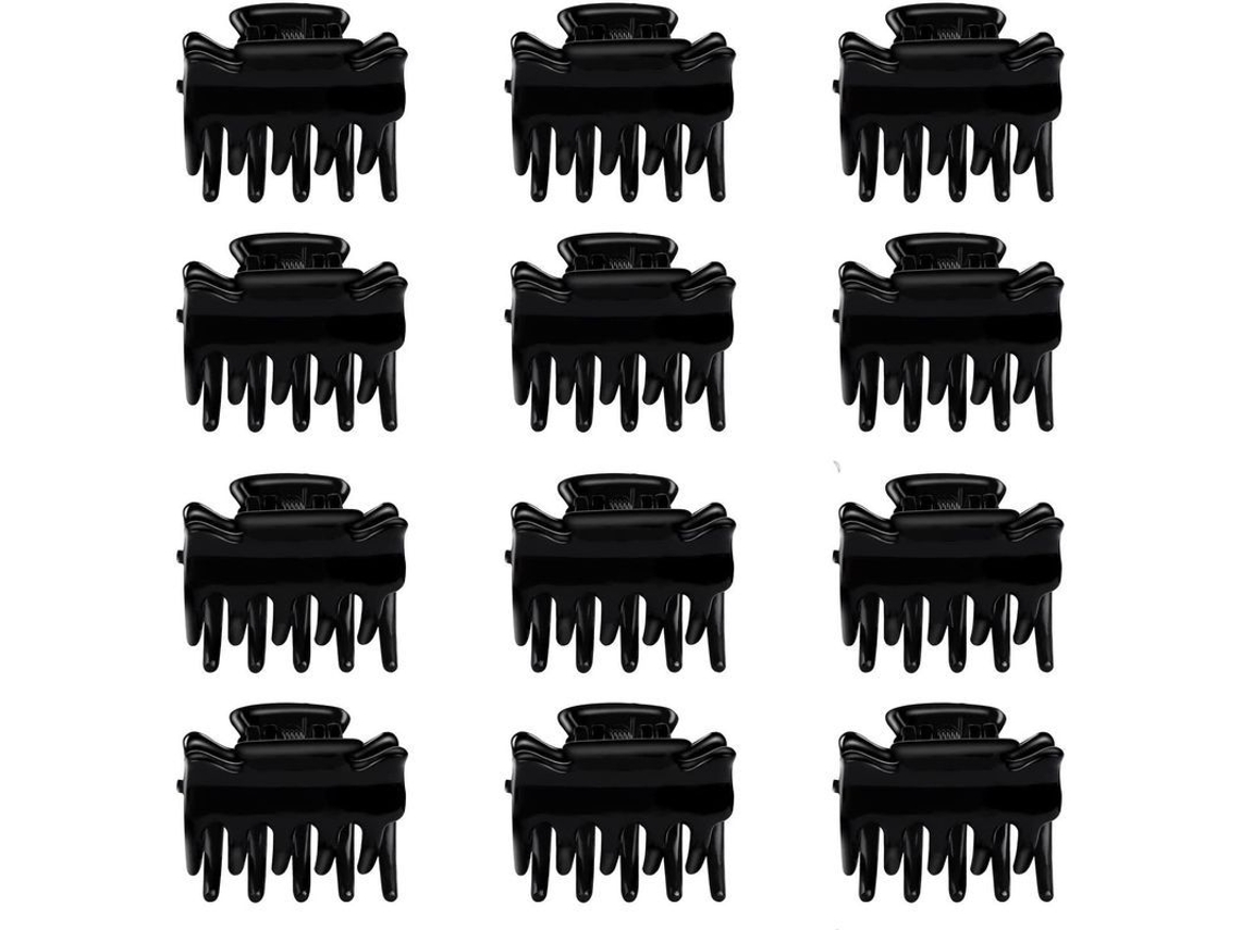 12 Pinzas Pequeñas Para El Cabello Para Mujeres Y Niñas, Pinzas Negras Anticaída Para Cabello Grueso.