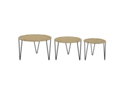 Juego de 3 mesitas auxiliares de metal con cuerda, 62x62x40,5cm ALEXANDRA HOUSE LIVING