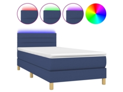 Maison Exclusive - Cama Box Spring Con Colchón Y Led Tela Azul 100x200 Cm