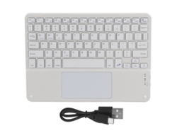 Teclado Sem Fio Bluetooth Com Touchpad Multifuncional Acessório De Computador Capa Quadrada 10 Polegadas Branco